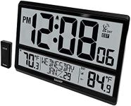 SHARP Atomic Clock - Never Needs Setting! –Easy to Read Numbers - Indoor/Outdoor Temperature, Wireless Outdoor Sensor - Battery Powered - Easy Set-Up!! (4" Numbers)