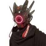 YYINYUAN Futuristic Punk Mask Cyber Techwear Mask Cosplay Costumes Black and Red Led Mask Face Mask Halloween Cosplay Mask for Men, Women