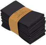 Ruvanti Cloth Napkins set of 12, 18x18 Inches Napkins Cloth Washable, Soft, Durable, Absorbent, Cotton Blend. Table Dinner Napkins Cloth for Hotel, Lunch, Restaurant, Weddings, Events, Parties - Black