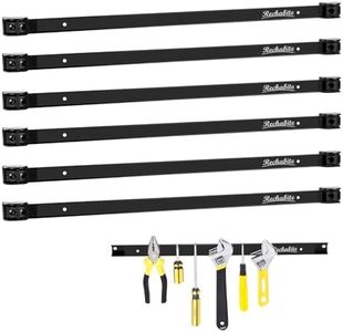 Rechabite 6 Pieces 24" Magnetic Tool Holder Strip, Black Magnet Bar, Metal Tool Organizer Rack for Garage Organization, Easy To Install in Workshop, Mounting Screws Included