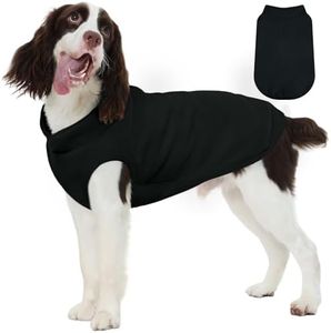 FUAMEY Fleece Vest, Warm Sweatshirt Puppy Stretchy Sweater Pullover Turtleneck Coat Winter Jacket With Leash Hole, Dachshund Sweaters Yorkie Clothes for Small Medium Large Dogs Black XXL