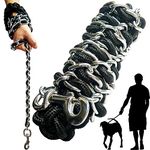 Dog lead Dog Leash Chain Metal Dog Rope Pet Collar Set Strong Heavy Duty Anti Bite 360 Hook for Medium and Large Dogs Training Walking (Silver, Large)