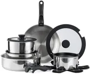 Country Kitchen Cookware Set with Removable Handle, Oven & RV Safe Pots and Pans Set, Stainless Steel, Original