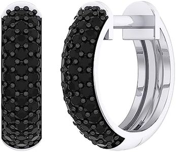 Dazzlingrock Collection Round Black Diamond Cluster Hoop Earrings (0.35 ctw, Color Black, Clarity Opaque) in 925 Sterling Silver