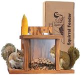 VASGOR Wood Squirrel Feeder, Squirrel Feeders for Outside Winter, Wooden Squirrel Feeder for Corn, Peanuts, Durable Box Easy to Fill with Removable Front Panel (Style 1)