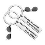 CENWA You are The Mav to My Goose Set of 2 Best Friend Keychain Set BFF Jewelry, Steel Color, Large