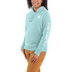 Carhartt Women's Clarksburg Graphic Sleeve Pullover Sweatshirt (Regular and Plus Sizes), Pastel Turquoise, Small