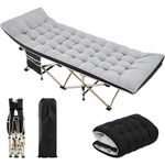 Yaheetech Folding Camping Cot Portable Outdoor Bed for Adults w/Mat & Storage Bag & Carry Bag, Heavy Duty Cots for Outdoor Travel & Office/Home Nap Black Cot/Gray Pad