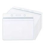 Dadabig 100 PCS Badge Holder, Plastic Horizontal Name Tag Clear Waterproof Plastic Badge ID Card Holders Plastic Card Holders for Multiple Cards