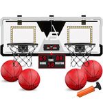 HYES 2 Player Basketball Game, Dual Shot Over The Door Mini Basketball Hoop Indoor with Scoreboard & LED, Basketball Toy Gifts for Kids Boys Girls Adults, Suit for Bedroom/Office/Outdoor/Pool, Black