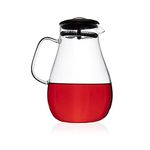 EZ Life Borosilicate Glass Glam Pitcher with Filter with Stainless Steel Lid, Cold and Hot Water Beverage Jug for Homemade IcedTea and Juice, Coffee Milk,Dishwasher safe-Transparent, 1920 ml - 1 Piece