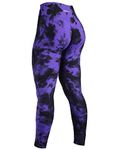 AUROLA Dream Collection Workout Leggings for Women High Waist Seamless Scrunch Athletic Running Gym Fitness Active Pants, Purple-black Tie Dye, Small