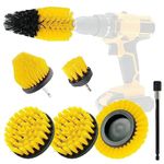 STHIRA® 7-Pcs Drill Brush Attachment Set, Power Scrubber with Extension Rod Drill Machine Attachment Tools Durable Nylon Bristles for All-Purpose Cleaning Drill Brushes for Cleaning Fits Most Drills