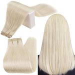 RUNATURE Weft Hair Extensions Blonde Human Hair Sew in Extensions Platinum Blonde Weft Hair Extensions Real Human Hair Sew in Hair Extensions Blonde 14 Inch 100 Gram