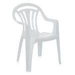 Strong White Low Back Seat Outdoor Party Picnic Garden Plastic Patio Chairs (4)