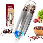 CIRCLE JOY Electric Salt or Pepper Grinder Gravity Sensor Pepper Mill Grinder with LED Light, Adjustable Coarseness, Battery Operated with 135ml Capacity