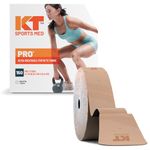 KT Tape, Pro Synthetic Kinesiology Athletic Tape, 150 Count, 10” Precut Strips, Stealth Beige