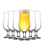 LAV 12x Clear 385ml Nevakar Craft Beer Glasses - Small Tulip Shaped Lager Ale Cider Drinking Half Pint Glass Goblet Cup Set with Stem