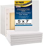 U.S. Art Supply 5 x 7 inch Stretched Canvas Super Value 10-Pack - Triple Primed Professional Artist Quality White Blank 5/8" Profile, 100% Cotton, Heavy-Weight Gesso - Acrylic Pouring, Oil Painting