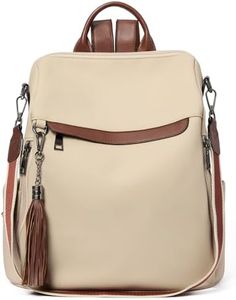 Telena Backpack Purse for Women, PU Leather Anti Theft Travel Backpack Purse Shoulder Bags with Tassel Contrast Creamy White