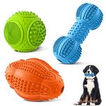 LUKITO Indestructible Dog Toys, Dog Toys Indestructible for Dog Birthday, Dog Chew Toys for Aggressive Chewers, Tough Dog Toys for Medium/Large Dogs, Dog Toys for Boredom with Rubber（3 Pack）