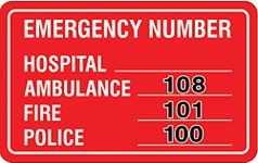 eSplanade Emergency Phone Number Sign Decal Sticker - Easy to Mount Weather Resistant Long Lasting Ink Size (8" x 5")