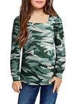 Arshiner Girls Camo Long Sleeve Shirt Stylish Design Tops for Your Girls Camo Shirts for Girls Cotton and Square Neck Girls Fashion Clothes