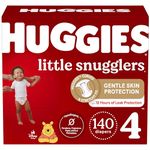 Huggies Diapers Size 4-Little Snugglers Disposable Baby Diapers, 140ct, One Month Supply