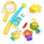 Baby Bath Toys for Kids Ages 1-3, Magnetic Fishing Games with Floating Bathtub Wind-Up Toys & Fishing Net, Fishing Rod Water Pool Toys for Toddlers 1-3