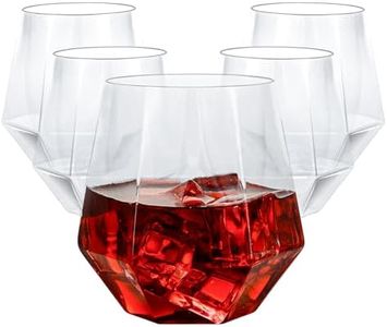 Goodluck 80 PCS 12oz Diamond Stemless Clear Plastic Wine Whiskey Glasses