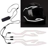 JIGUOOR 4PCS Motorcycle Helmet Light, Night Riding Signal Helmet EL Light, 3 Mode Led Helmet Light Strip Decoration Accessories Kit for Motorcycle (White,Battery Powered)