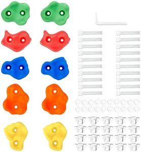 Crystal Lemon 10 Pack Rock Wall Climbing Holds, Wall Climbing Grips for Kids - Rock Wall Holds with Installation Hardware - Textured Rock Climbing Holds, Wall Climbing Kit