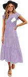 CzzzyL Nursing Dress Breastfeeding Womens Front Gathered Pleated Ruffle Maternity Dress Photography Soft Tiered Postpartum Clothing(Lightpurple,Medium)