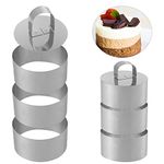 Moguer 8Pcs Stainless Steel Cake Rings Set Dessert Ring Cake Mousse Mold Baking Ring Mould Round Cutters for Pastry Biscuit Making Including 6 Rings & 2 Pushers