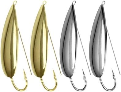 QualyQualy Weedless Spoon Fishing Lures for Saltwater, Minnow Fishing Spoon Hard Bait for Redfish Bass Tourt Northern Pike, 4PCS (Gloden & Silver-4Pack, 3.5in-3/5oz)