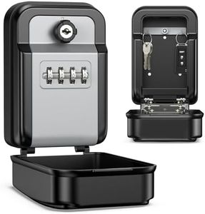 ORIA Key Lock Box, 5.3x2.4'' Key Safe Lock Box with Spare Key, 4 Digit Combination Wall Mount Lock Box with Hook, Waterproof Cover, Large Capacity for Outdoor, House, Door, 1 Pack