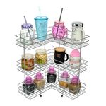 ZINBELL L Corner Shape Stand Triple Layer 3-Tier Stainless Steel Multipurpose Storage Rack/Shelf Rack for Dish Kitchen & Bathroom Polished Steel Finish (Silver, Corner Shelf)