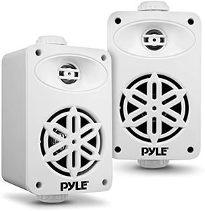Indoor Outdoor Speakers Pair - 200 Watt Dual Waterproof 3.5” 2-Way Full Range Speaker System w/ 1/2” High Compliance Polymer Tweeter - in-Home, Boat, Marine, Deck, Patio, Poolside (White) - PDWR35WT
