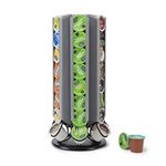 Flagship K Cup Carousel Rack K Pods Storage for Keurig K-Cup Pods, 360 Degree Pods Storage Holders Stand 48 Pods K Cups (Silver Black)