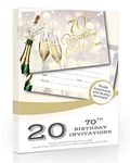 Olivia Samuel 20 x 70th Birthday Celebration Invites from Champagne Style - Ready to Write with Envelopes