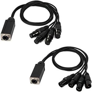 Jamesin XLR Snake Cable to Ethercon Cable, 4 Channel 3-pin Multi Network Snake Receiver，with Cat5/cat6 Network Snake Receiver, for Stage and Recording Studio,3 Feet (1 Male+1 Female)