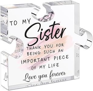 LukieJac Sister Gifts from Sister - Unique Sister Birthday Acrylic Puzzle-Shaped Plaque Desk Decorations Present for Sister Thanksgiving Christmas Wedding from Sister Brother