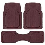 Motor Trend FlexTough Floor Mats for Cars, Burgundy Deep Dish All-Weather Car Mats, Waterproof Trim-To Fit Automotive Cars Trucks SUV, Universal Liner Accessories