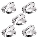 5 Pack WB03T10284 Stove Burner Knobs Compatible General Electri-c GE Range Stove Oven Knob,Replaces PS2321076,AP4346312,1373043,AH2321076,EA2321076 Stainless Steel Finish