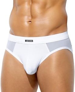 Casey Kevin Men's Sexy Briefs Mesh Breathable Low Rise Bulge Pouch Underwear (White, XX-Large)