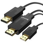 HDMI to DisplayPort Cable, 2M HDMI to DP Adapter Cable with USB/Audio, 4K@60Hz HDMI in to DP Output Cable Male to Male, HDMI to Display Port Converter Lead for XBOX One 360,NS,Mac,PC to Monitor,TV