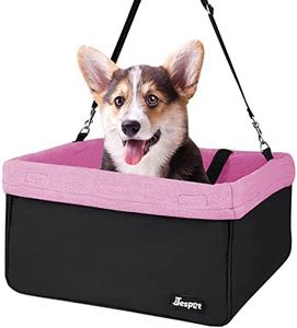 JESPET & GOOPAWS Dog Booster Seats for Cars, Portable Dog Car Seat Travel Carrier with Seat Belt for 24lbs Pets (Pink-16 L x 13" D x 9" H)