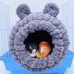 Bird Nest, Winter Warm Bird Nest House Parrot Bed Snuggle Hut for Cage, Plush Parrot Nest House for Conure, Cockatiel, Budgies, Lovebird, Parakeets, Small Pets (Grey)