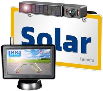 Solar Wireless Backup Camera with IR Night Vision, 3 Mins No Wires Install, Equip with 5'' HD 1080P Monitor, IP69K Waterproof Rear View Reverse Camera for Cars Trucks Trailers RV