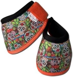 Ankaier Overrach Bell Boots for Horses | Superb Hoof Protection | Easy Put On Quick Wrap Hook & Loop | Comfortable Durable | Reliable Shock Absorbing 2 Counts (Skull, Large)